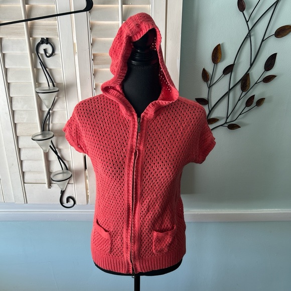 Eddie Bauer Sweaters - Eddie Bauer Red Knit Hooded Sweater